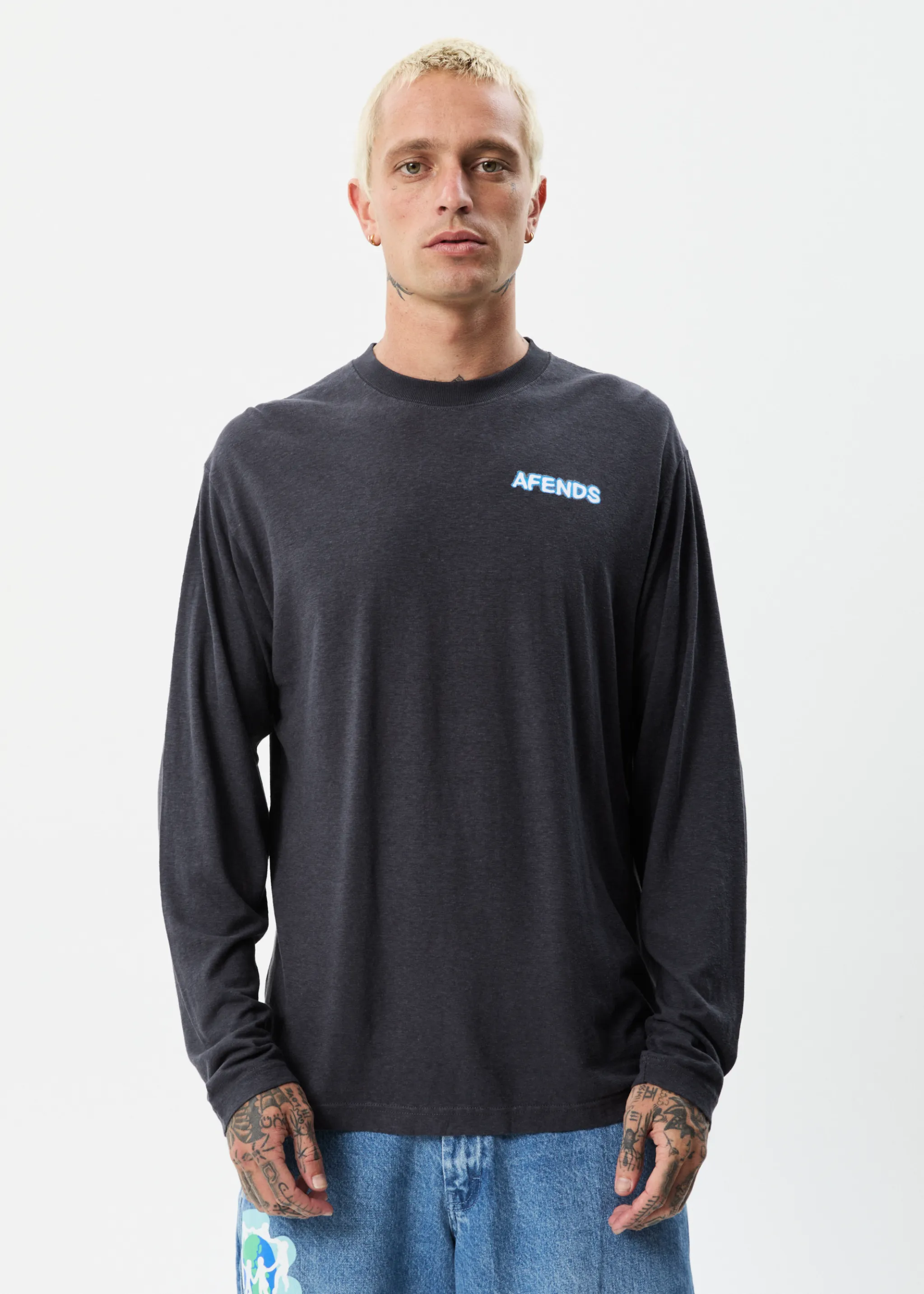 AFENDS Mens Cosmic - Long Sleeve Graphic T-Shirt - Charcoal sold by Afends product image thumbnail 2