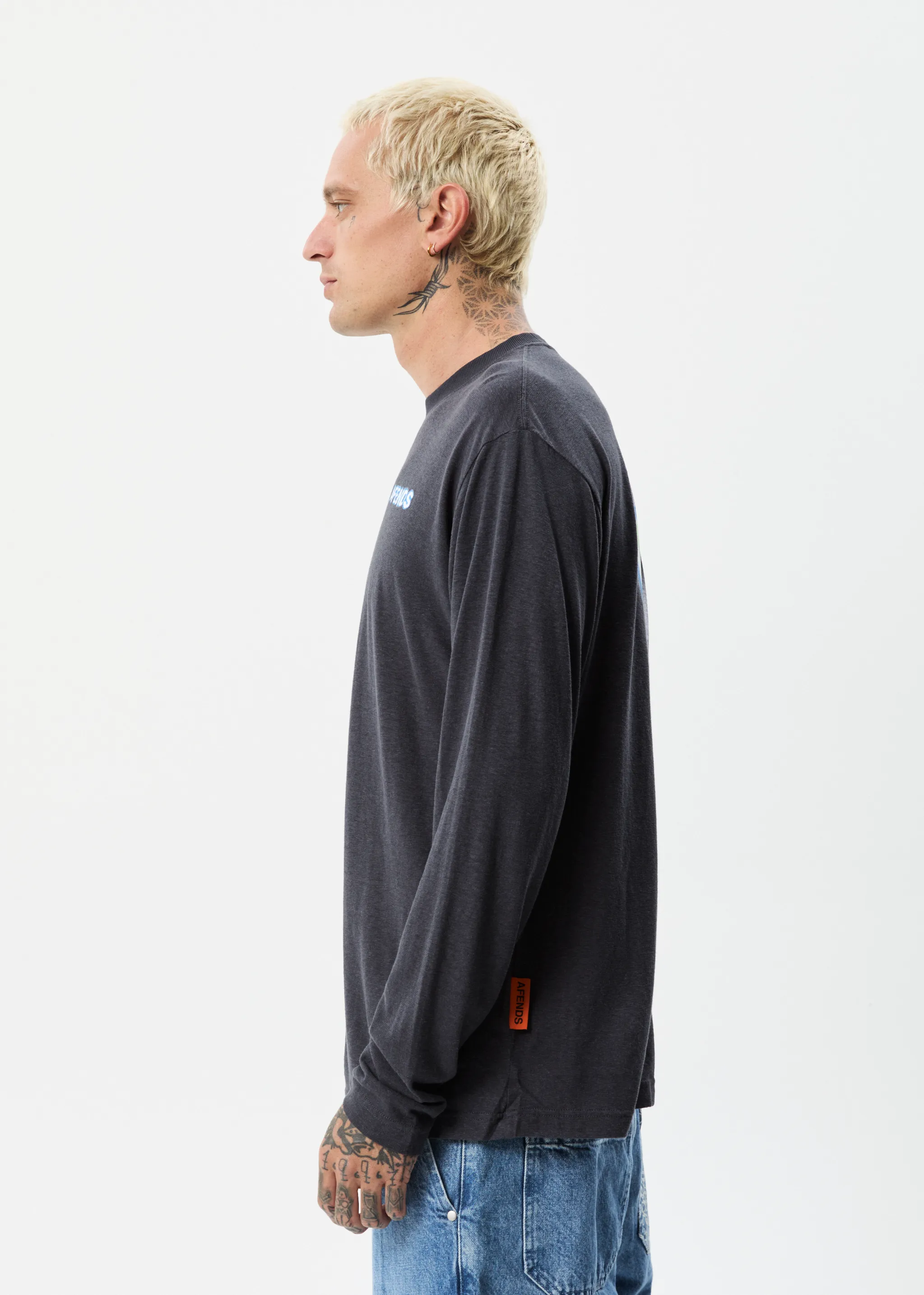 AFENDS Mens Cosmic - Long Sleeve Graphic T-Shirt - Charcoal sold by Afends product image thumbnail 5
