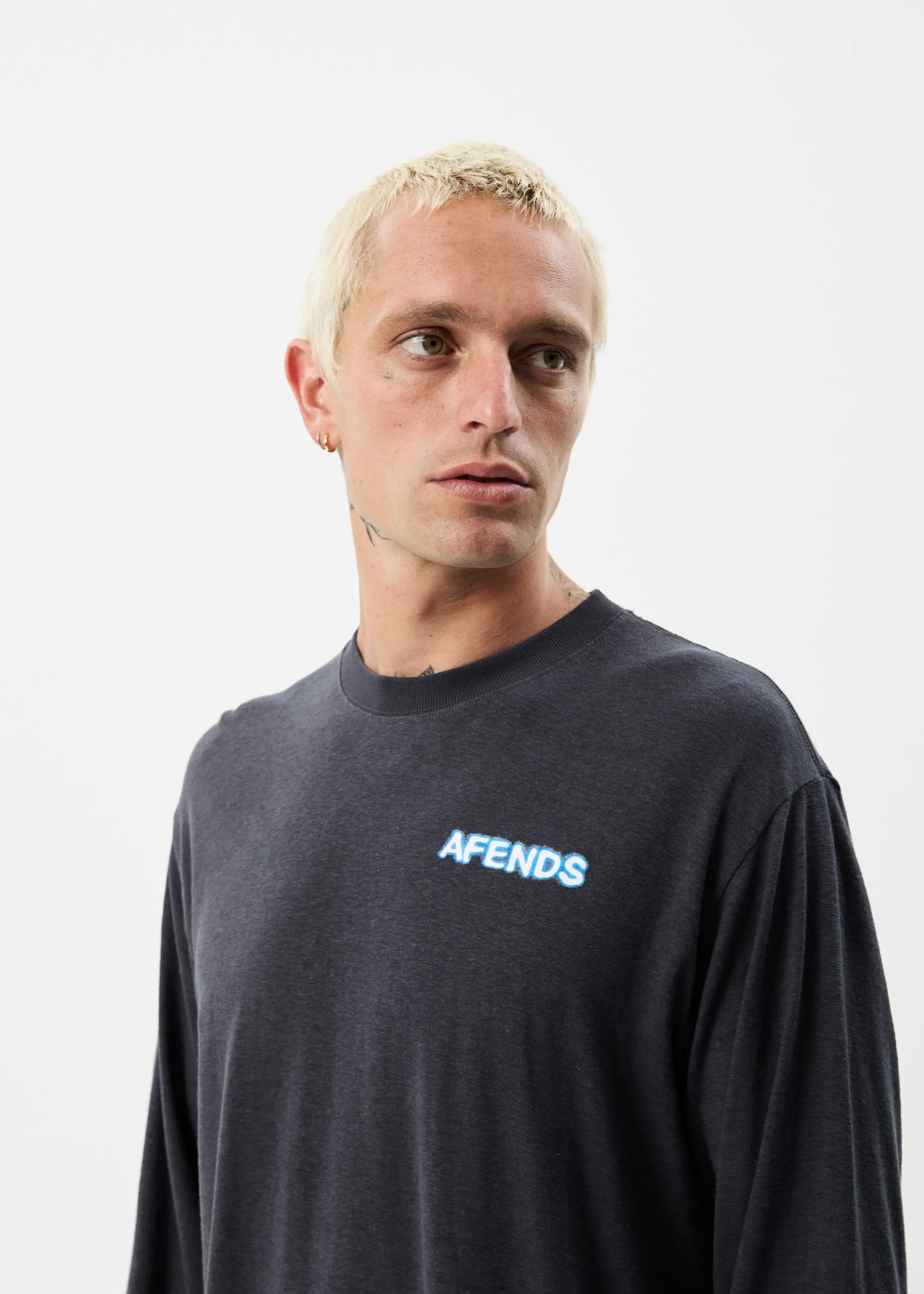 AFENDS Mens Cosmic - Long Sleeve Graphic T-Shirt - Charcoal sold by Afends product image thumbnail 3