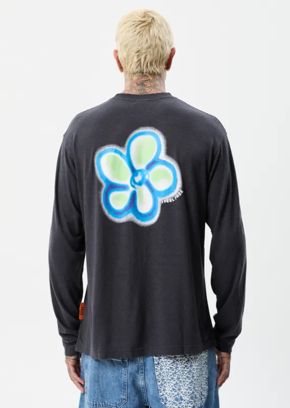 AFENDS Mens Cosmic - Long Sleeve Graphic T-Shirt - Charcoal sold by Afends