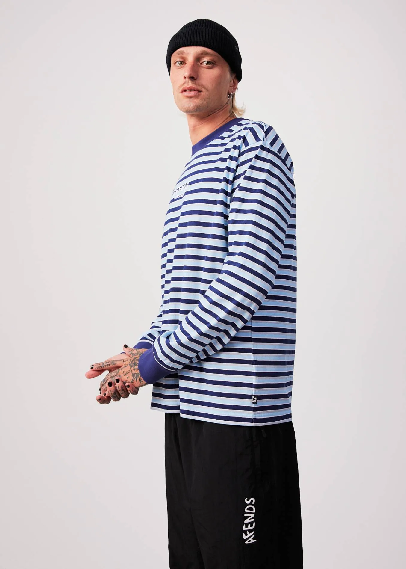 AFENDS Mens Views - Striped Long Sleeve T-Shirt - Seaport sold by Afends product image thumbnail 4