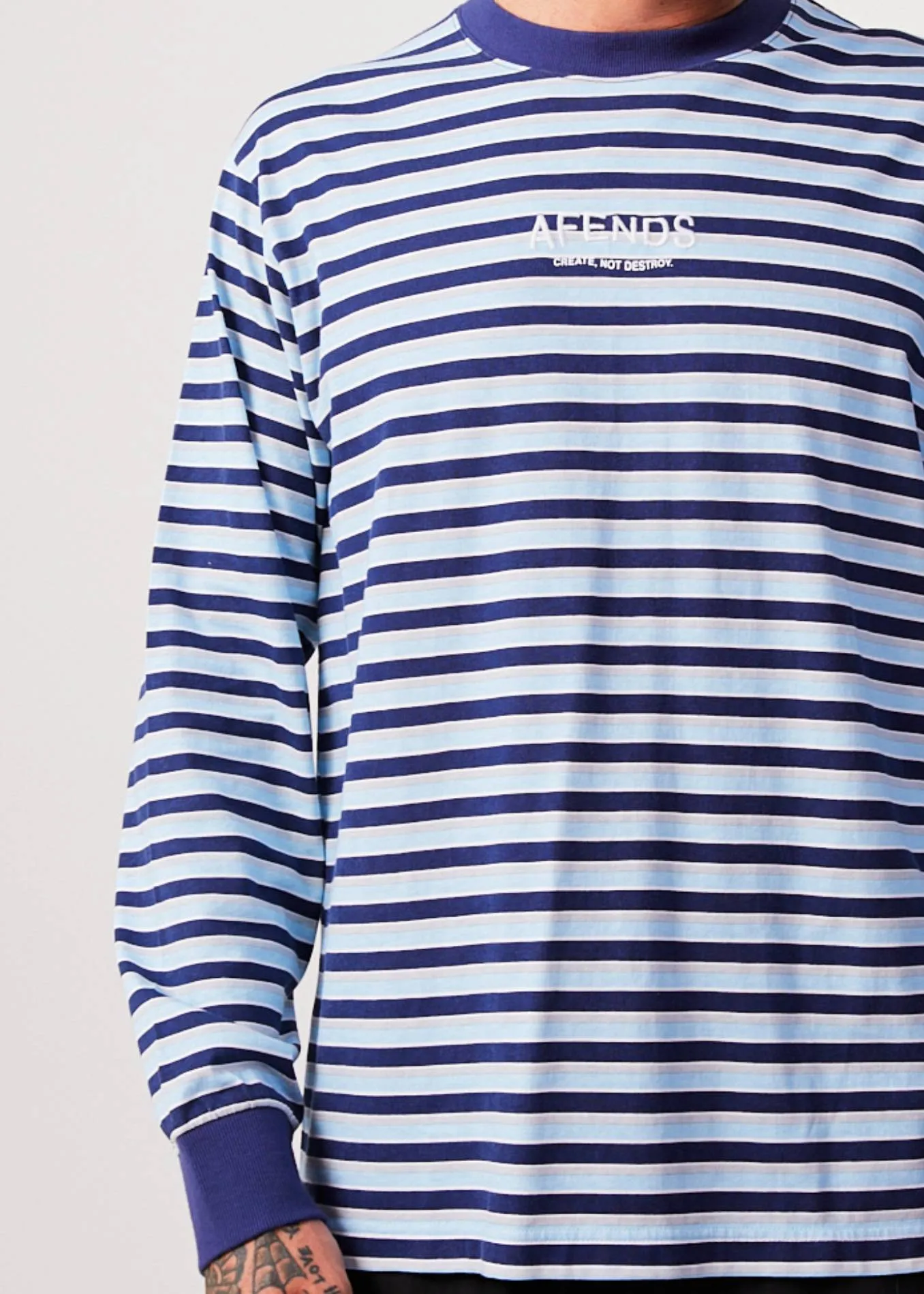 AFENDS Mens Views - Striped Long Sleeve T-Shirt - Seaport sold by Afends product image thumbnail 2