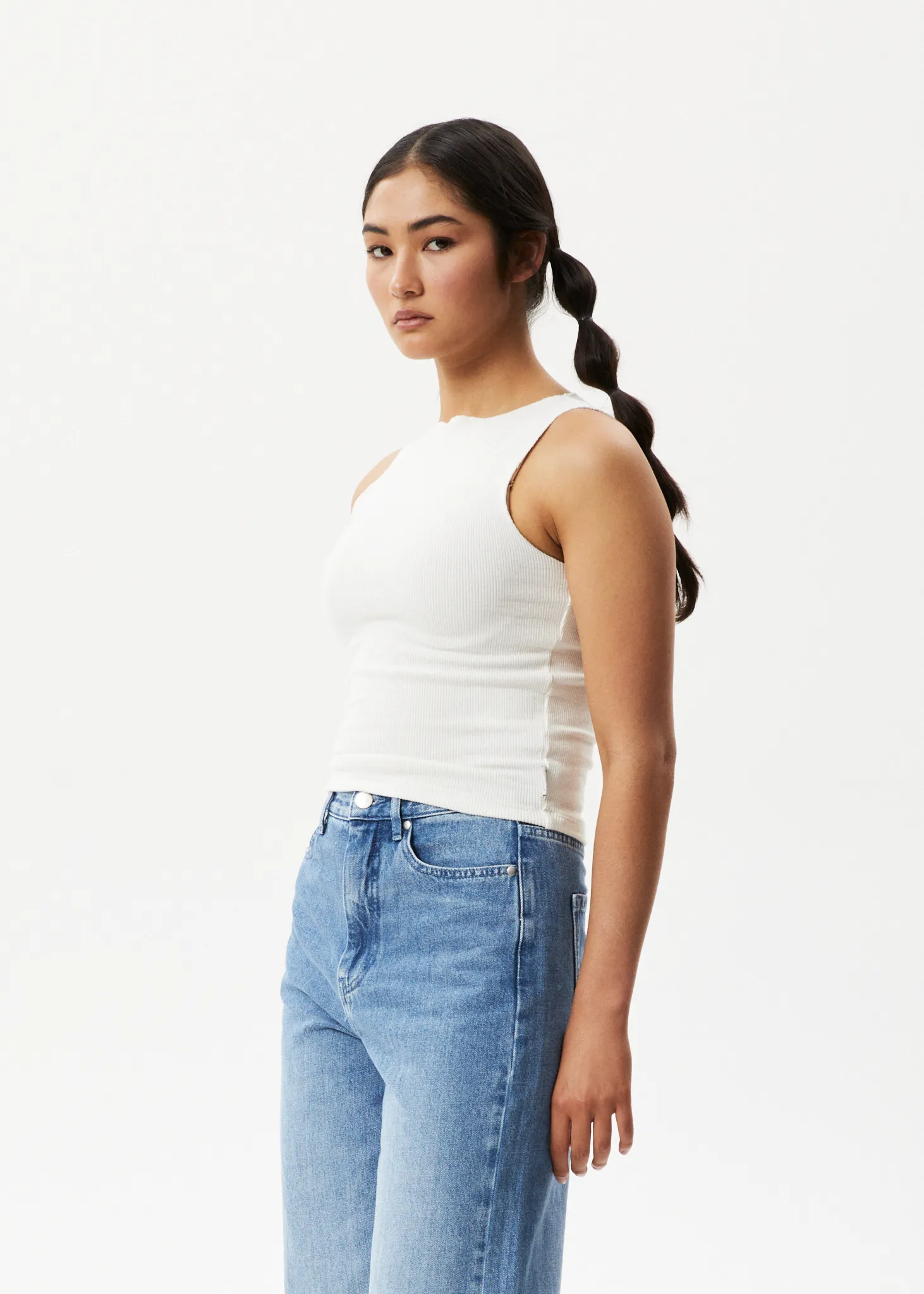 AFENDS Womens Peony - Ribbed High Neck Tank - Off White sold by Afends product image thumbnail 2
