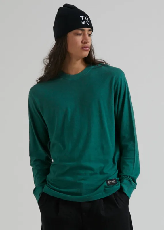 Afends Mens Essential - Hemp Retro Long Sleeve T-Shirt - Emerald sold by Afends