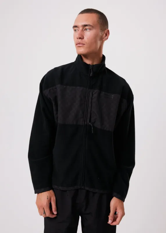 Afends Unisex Beam Up - Unisex Recycled Zip Up Jumper - Black made by Afends
