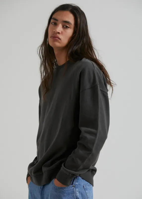 Afends Mens Sativa - Hemp Crew Neck Jumper - Stone Black sold by Afends