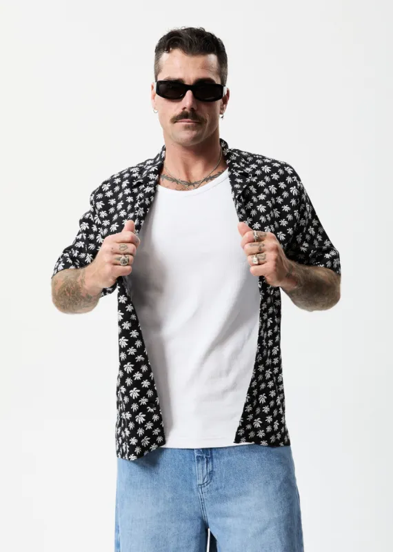 Afends Unisex Pascale - Unisex Hemp Cuban Short Sleeve Shirt - Black sold by Afends