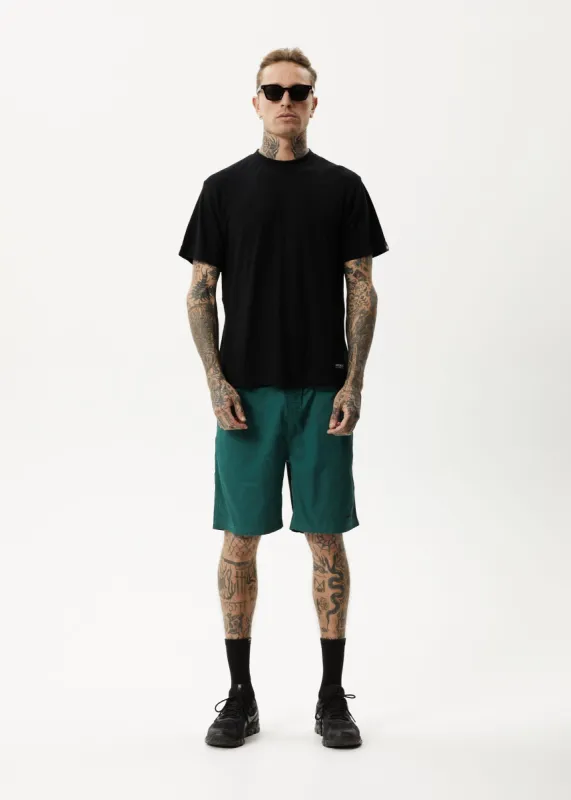 Afends Mens Ninety Eights - Organic Elastic Waist Shorts - Emerald sold by Afends