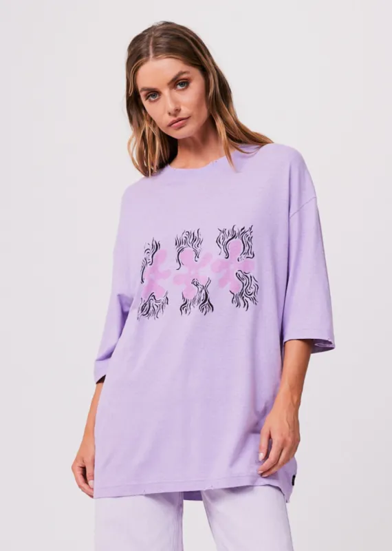 Afends Womens Pink Noise - Hemp Oversized Graphic T-Shirt - Orchid sold by Afends