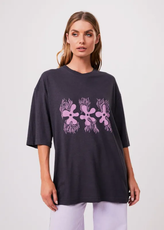 Afends Womens Pink Noise - Hemp Oversized Graphic T-Shirt - Charcoal sold by Afends