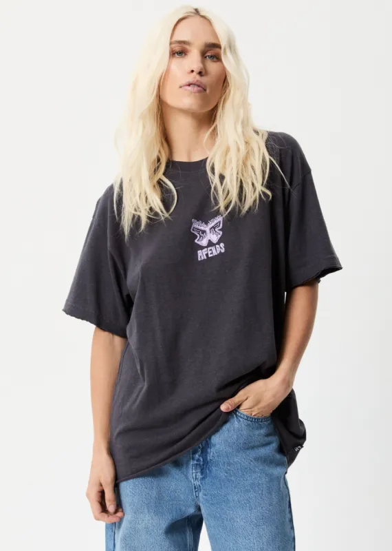 Afends Womens Little Dreamer - Hemp Oversized Graphic T-Shirt - Charcoal sold by Afends