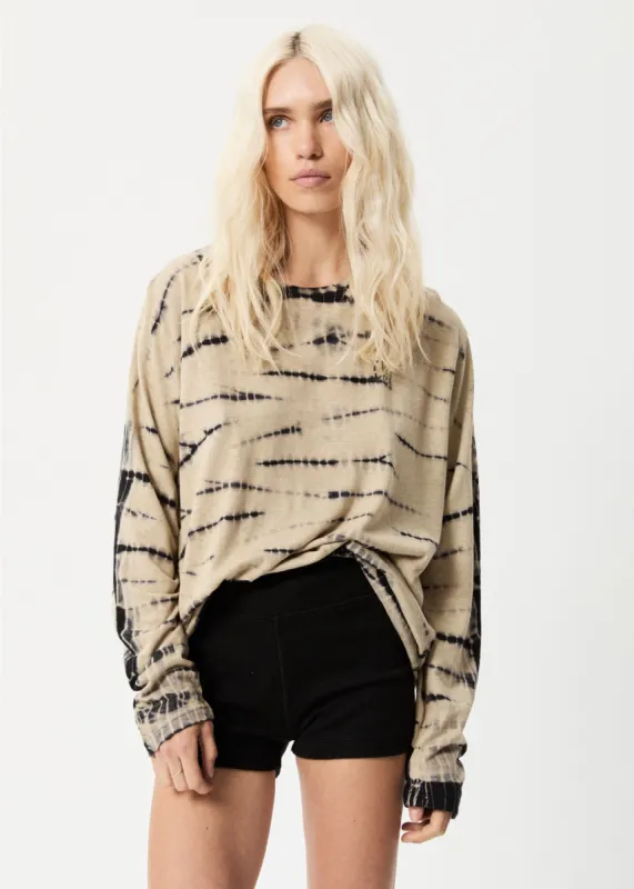 Afends Womens Glazing - Hemp Dyed Long Sleeve T-Shirt - Clay sold by Afends