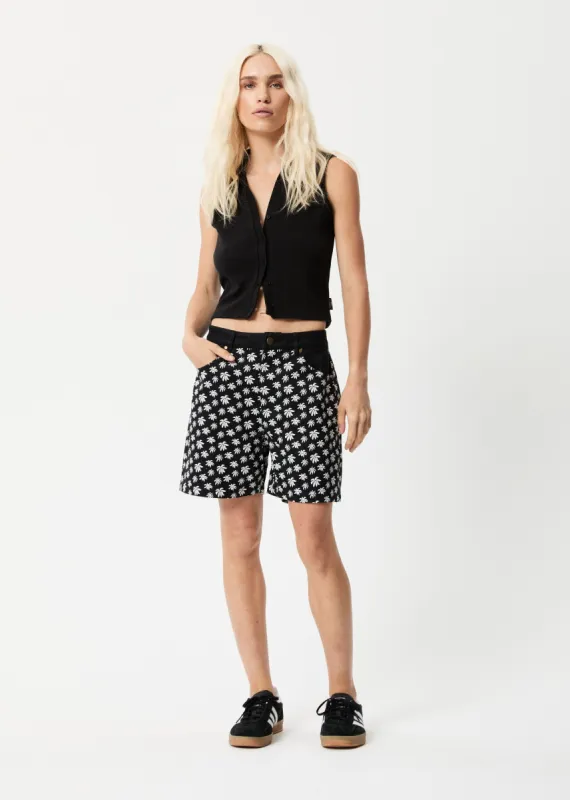 Afends Womens Pascale Shelby - Hemp High Waisted Shorts - Black made by Afends