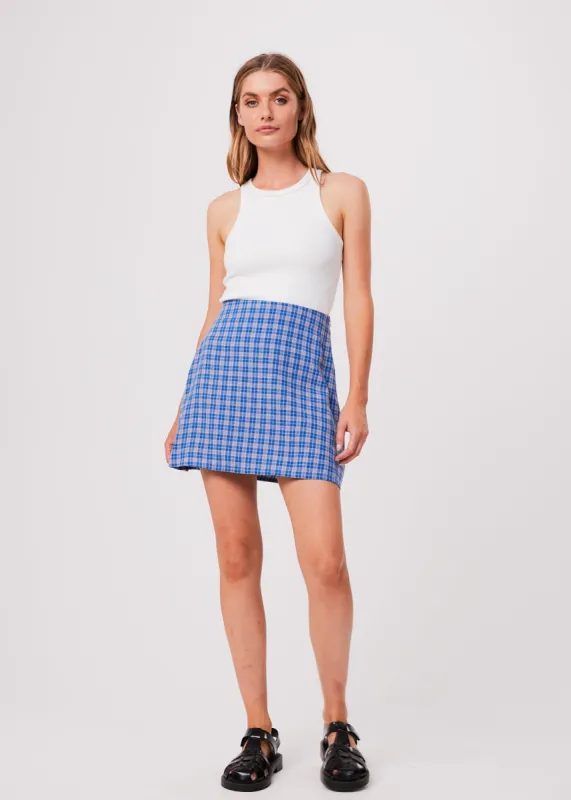 AFENDS Womens Asta - Seersucker Mini Skirt - Steel Check