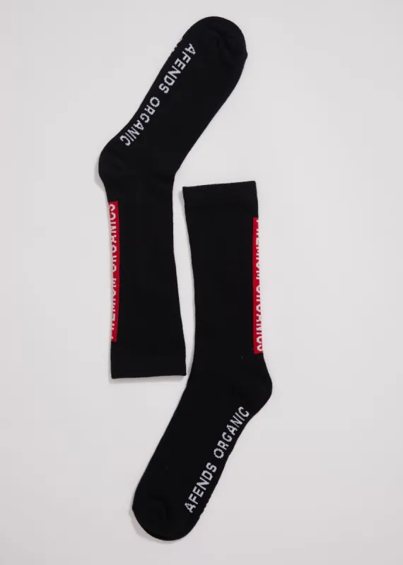 Afends Unisex Razor - Organic Crew Socks - Black sold by Afends