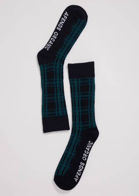 Afends Unisex Doomsday - Organic Crew Socks - Midnight sold by Afends