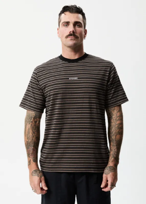 Afends Mens Ender - Recycled Striped T-Shirt - Beechwood sold by Afends