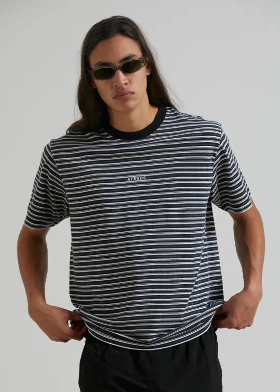 Afends Mens Ender - Recycled Striped T-Shirt - White sold by Afends