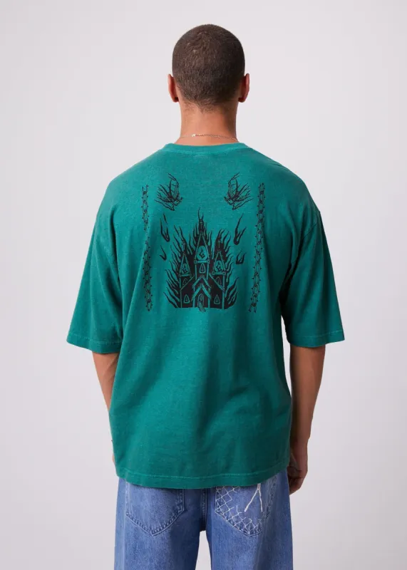 Afends Mens Actual Pain - Hemp Oversized Graphic T-Shirt - Emerald sold by Afends