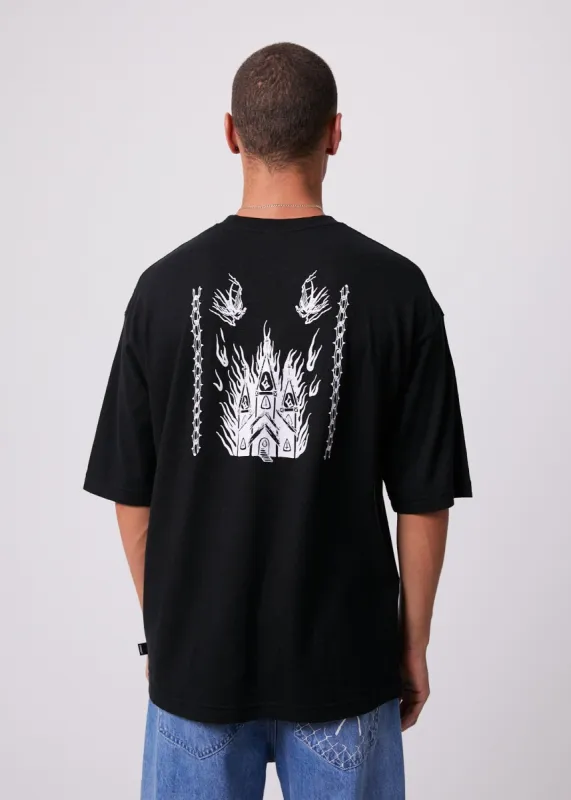 Afends Mens Actual Pain - Hemp Oversized Graphic T-Shirt - Black sold by Afends