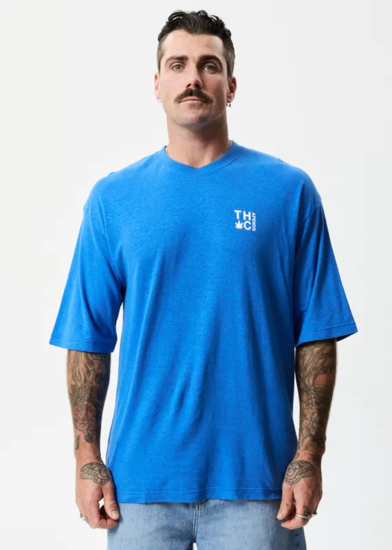 Afends Mens Rolled Up - Hemp Oversized T-Shirt - Electric Blue sold by Afends