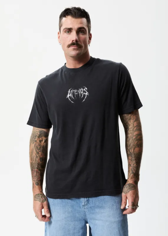 Afends Mens Walker - Hemp Retro T-Shirt - Faded Black sold by Afends