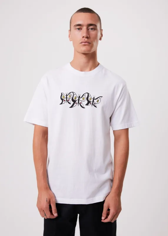 Afends Mens Mushy - Recycled Retro Graphic T-Shirt - White sold by Afends