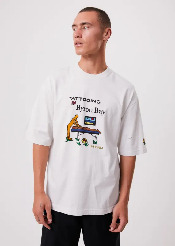 Afends Mens Tattooing - Recycled Oversized Graphic T-Shirt - Off White sold by Afends