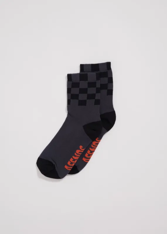 Afends Unisex Operator - Recycled Crew Socks - Charcoal sold by Afends