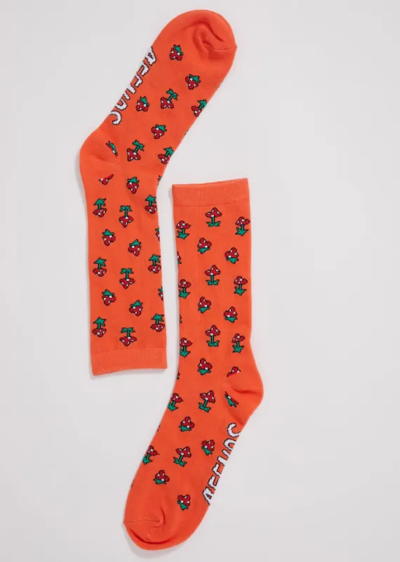 Afends Unisex Mushy - Recycled Crew Socks - Coral sold by Afends