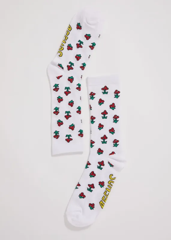 Afends Unisex Mushy - Recycled Crew Socks - White sold by Afends