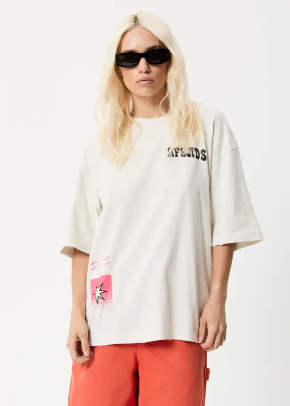 Afends Womens Shining - Recycled Oversized T-Shirt - Off White sold by Afends