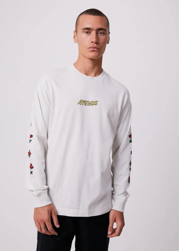 Afends Mens Mushy - Recycled Long Sleeve Graphic T-Shirt - Off White sold by Afends