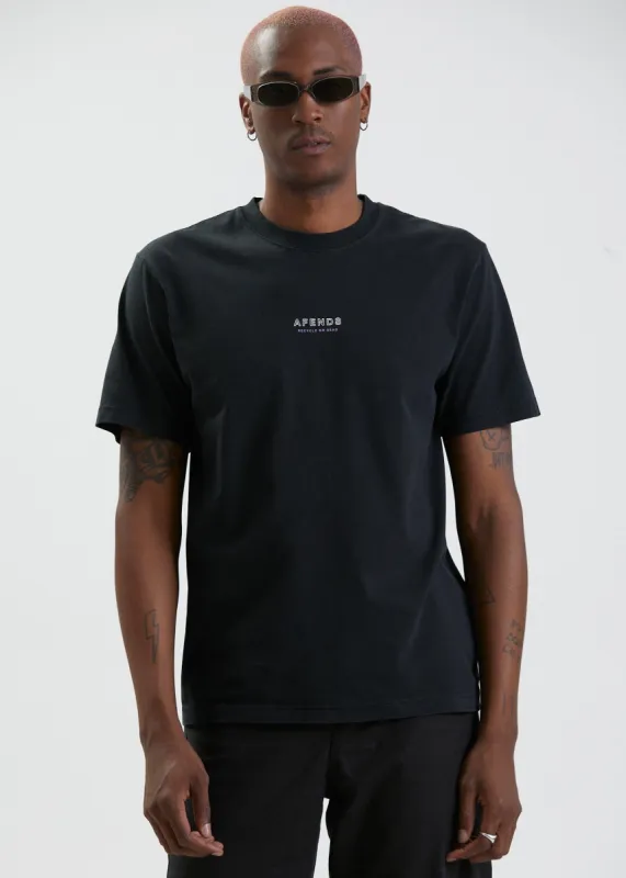 Afends Mens Misprint - Recycled Retro T-Shirt - Faded Black sold by Afends