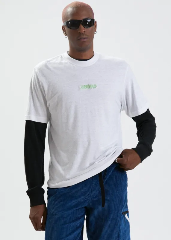 Afends Mens Enlighten - Hemp Retro T-Shirt - White sold by Afends
