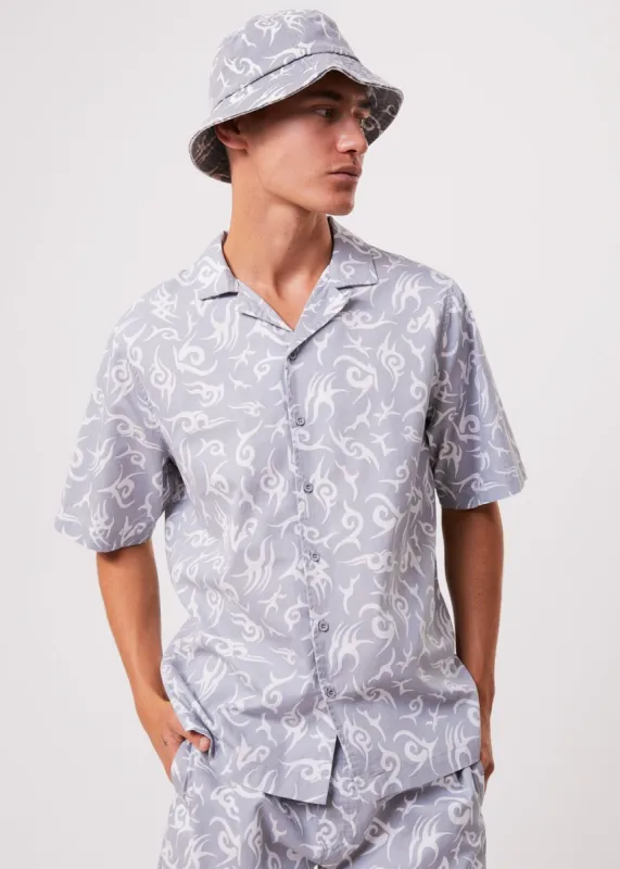 Afends Mens Tribal - Unisex Organic Cuban Short Sleeve Shirt - Silver sold by Afends