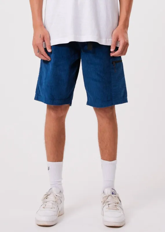 Afends Mens Anderson - Hemp Corduroy Elastic Waist Shorts - Cobalt sold by Afends