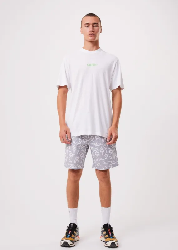 Afends Mens Tribal Baywatch - Organic Elastic Waist Shorts - Silver sold by Afends