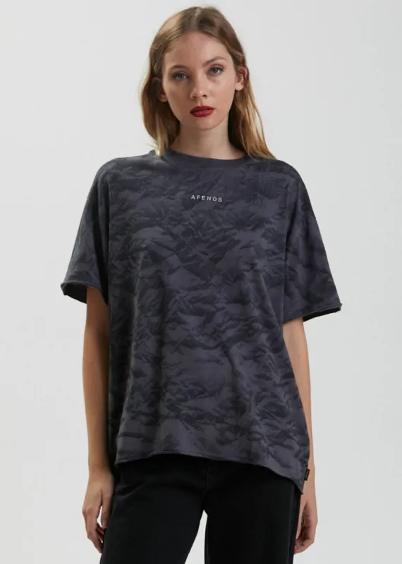 Afends Womens New Energy - Recycled Washed Oversized T-Shirt - Black sold by Afends