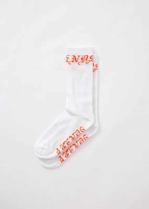 Afends Unisex Reborn - Hemp Crew Socks - White sold by Afends