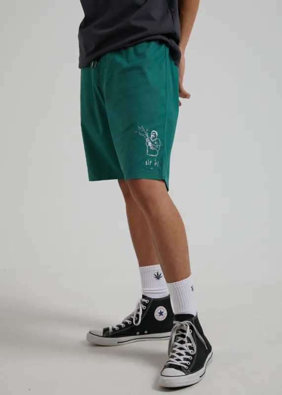 Afends Mens Rip In - Hemp Fixed Waist Boardshorts - Forest sold by Afends