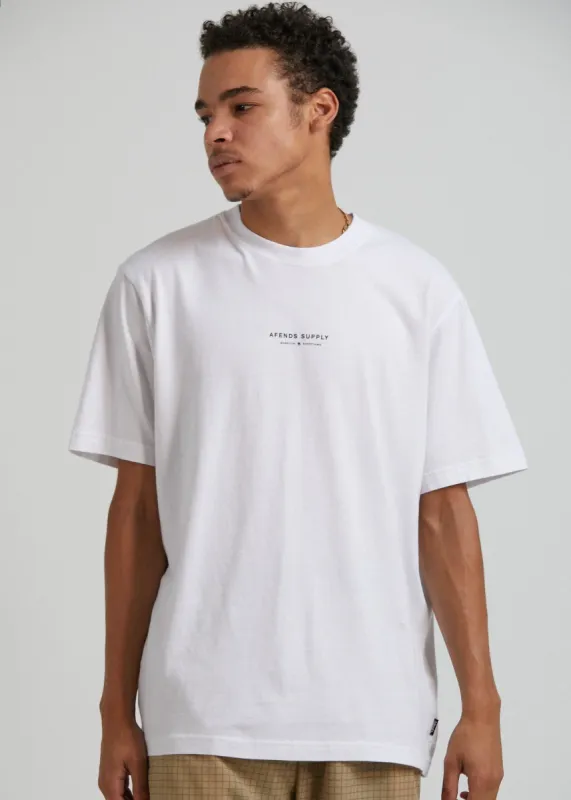 Afends Mens Transit - Recycled Retro Fit T-Shirt - White sold by Afends