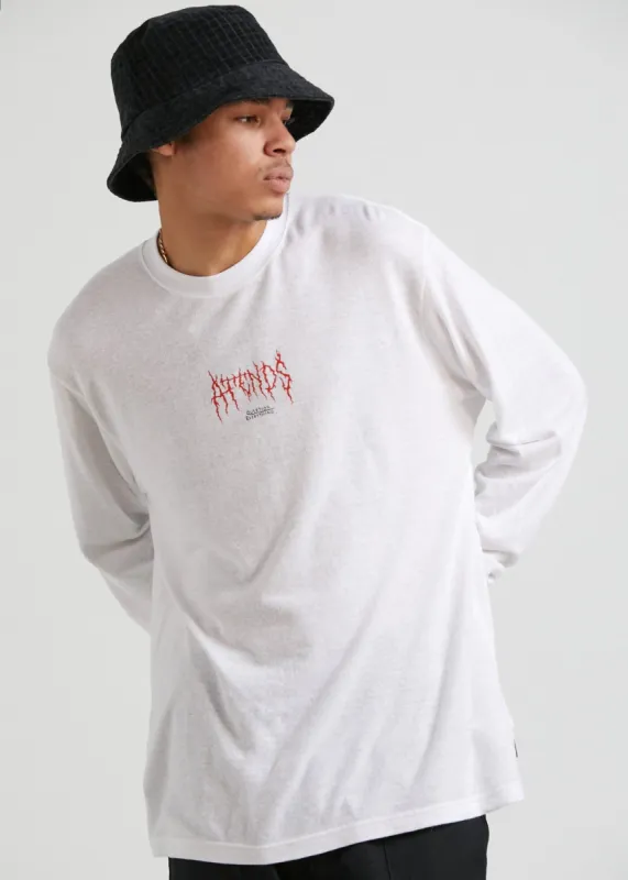 Afends Mens Other Days - Hemp Retro Fit Long Sleeve T-Shirt - White sold by Afends