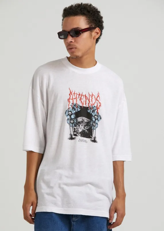 Afends Mens Revolt - Hemp Oversized Graphic T-Shirt - White sold by Afends