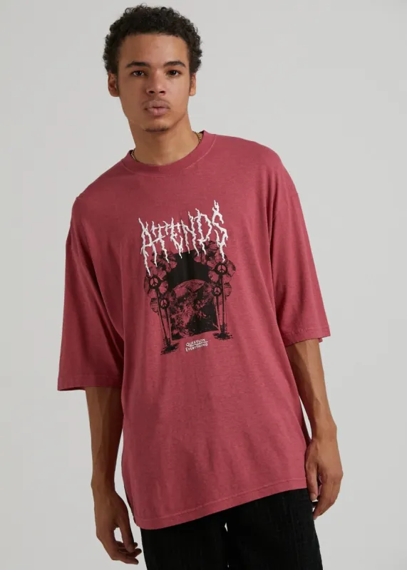 Afends Mens Revolt - Hemp Oversized Graphic T-Shirt - Rose sold by Afends