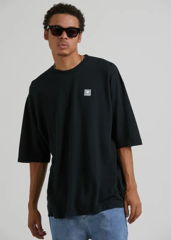 Afends Mens Daxon - Hemp Oversized T-Shirt - Faded Black sold by Afends