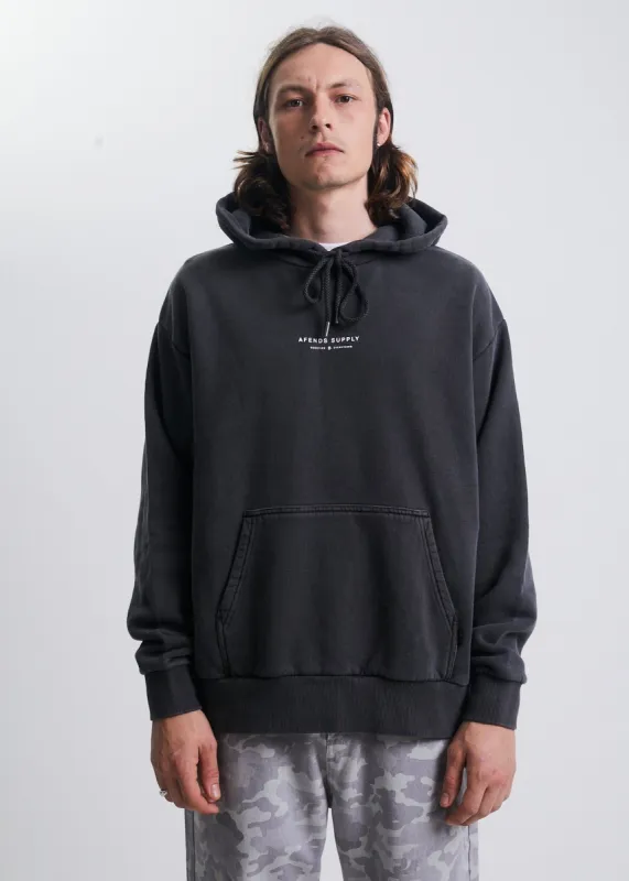 Afends Mens Transit - Recycled Hoodie - Stone Black sold by Afends