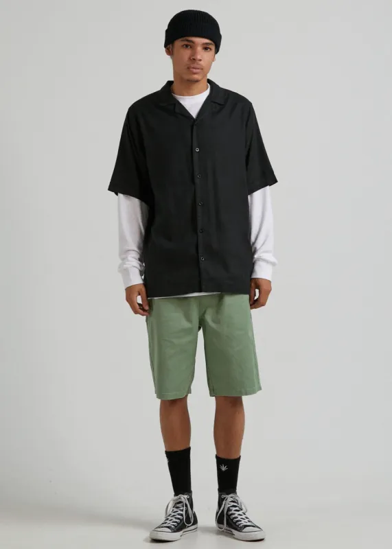 Afends Mens Dendy - Hemp Elastic Waist Short - Moss sold by Afends