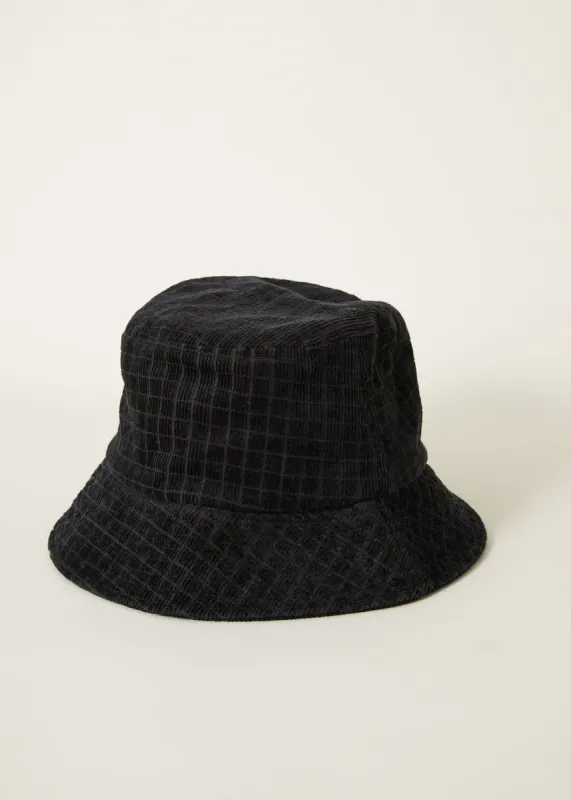 Afends Unisex Kaia - Hemp Check Corduroy Bucket Hat - Black sold by Afends