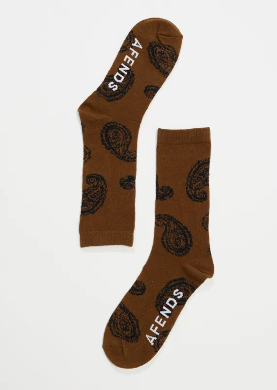 Afends Unisex Tradition - Crew Socks - Toffee sold by Afends